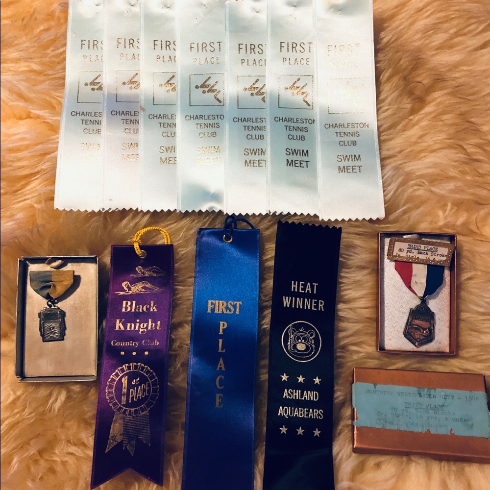 Vintage / Antique Swim Meet Ribbons & Medals